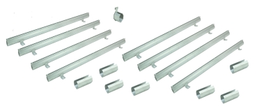 Schlitzrinnen Set 8 Stück Edelstahl 1 Meter Bauhöhe 75mm, 7 x Verbinder, 1 x Endstück, 1 x Dichtmittel, 1 x Schnurwasserwaage